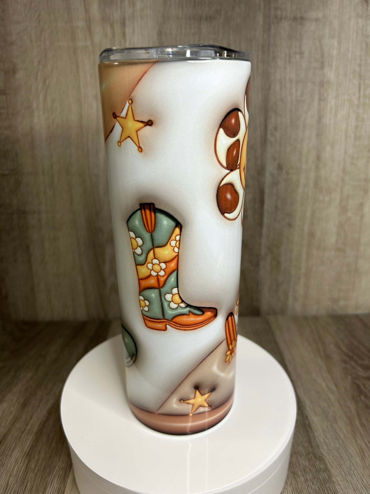 20oz skinny tumbler Retro Western theme